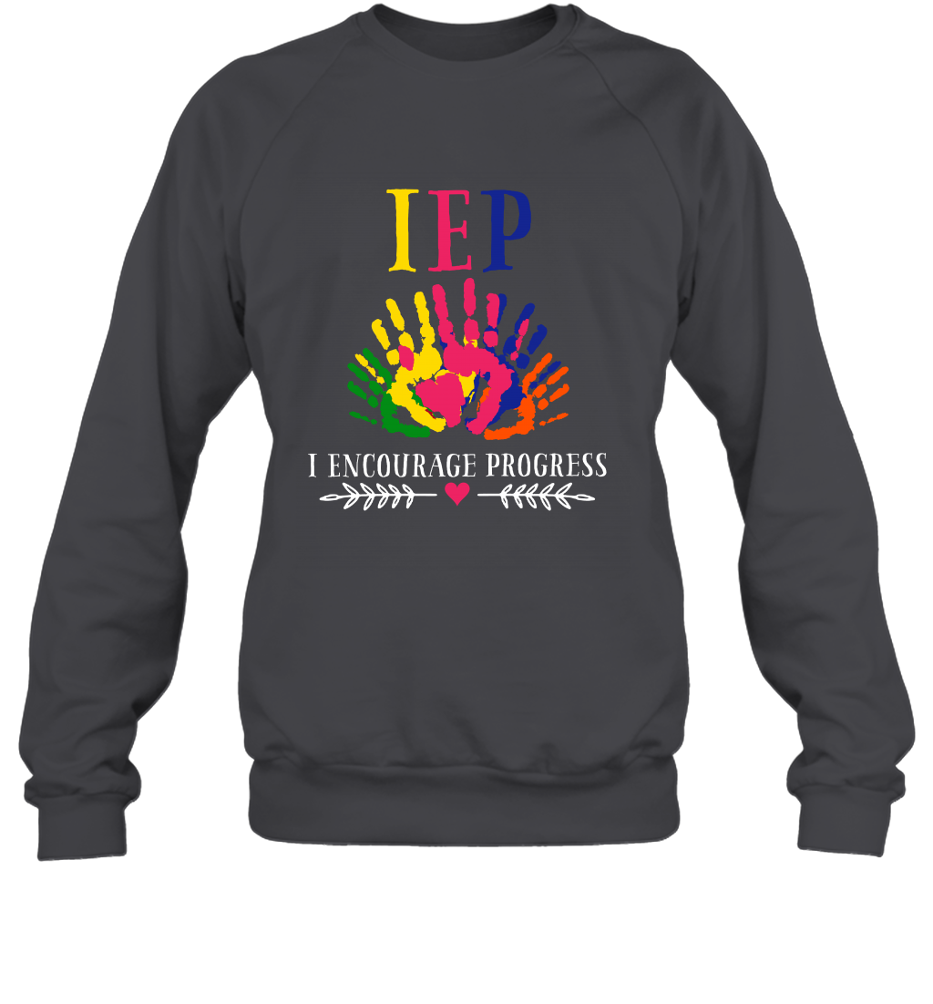 IEP I Encourage Progress Colors Fingerprint Hand Shirt Sweatshirt Sweatshirt Dark Heather