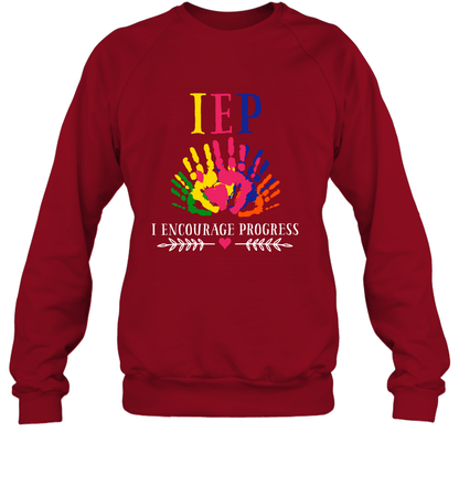 IEP I Encourage Progress Colors Fingerprint Hand Shirt Sweatshirt Sweatshirt Cardinal Red