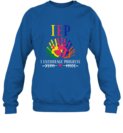 IEP I Encourage Progress Colors Fingerprint Hand Shirt Sweatshirt Sweatshirt Royal
