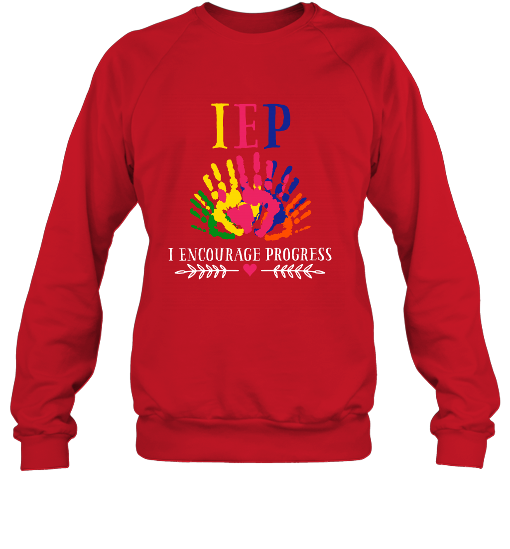 IEP I Encourage Progress Colors Fingerprint Hand Shirt Sweatshirt Sweatshirt Red