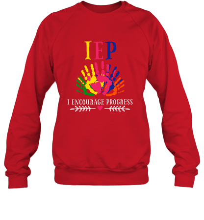 IEP I Encourage Progress Colors Fingerprint Hand Shirt Sweatshirt Sweatshirt Red