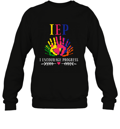 IEP I Encourage Progress Colors Fingerprint Hand Shirt Sweatshirt Sweatshirt Black