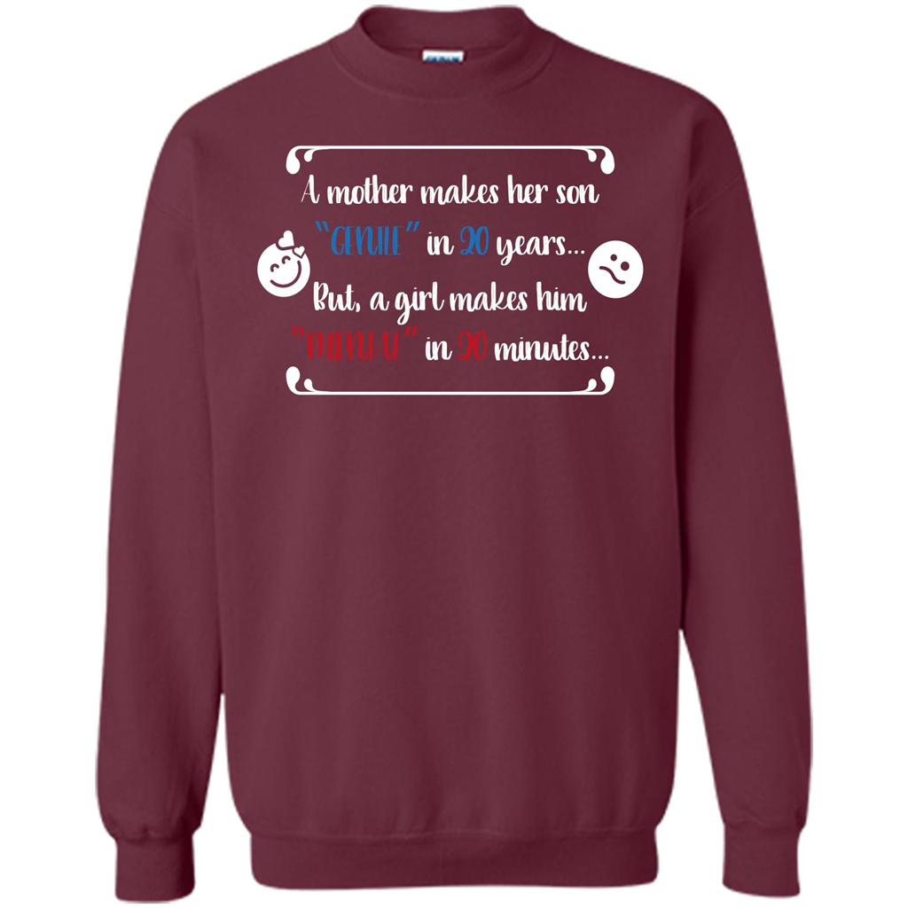 Funny T-shirt A Girl Makes Him Mental In 20 Minuutes Maroon