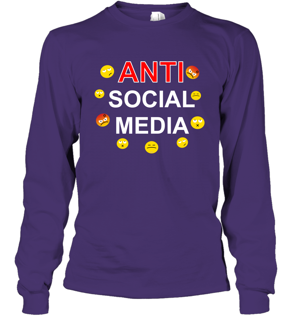 Anti Social Media Shirt Long Sleeve T-Shirt Long Sleeve T-Shirt Purple