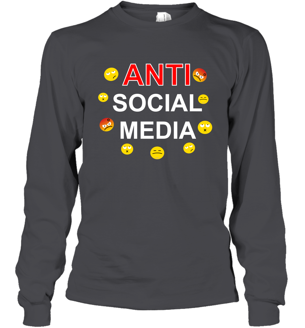 Anti Social Media Shirt Long Sleeve T-Shirt Long Sleeve T-Shirt Dark Heather