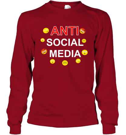 Anti Social Media Shirt Long Sleeve T-Shirt Long Sleeve T-Shirt Cardinal Red