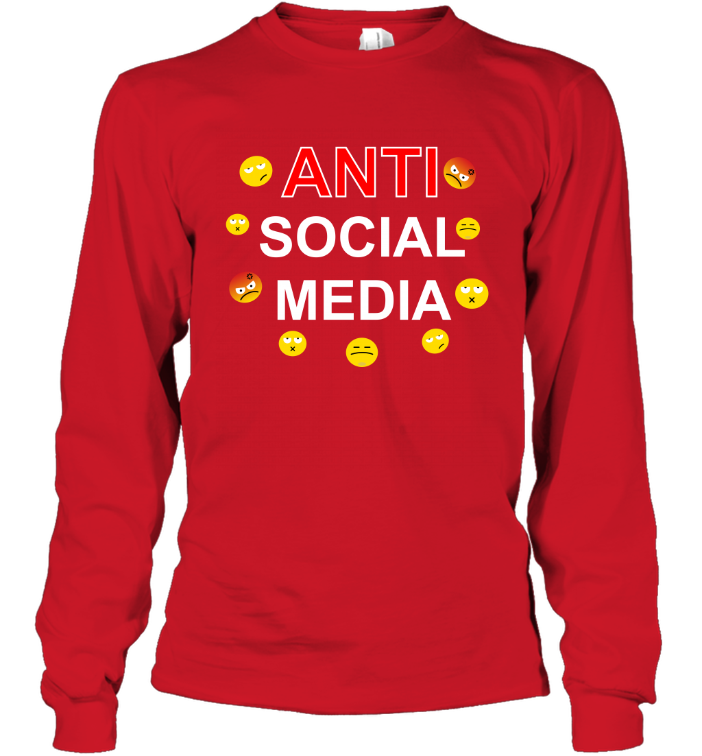 Anti Social Media Shirt Long Sleeve T-Shirt Long Sleeve T-Shirt Red
