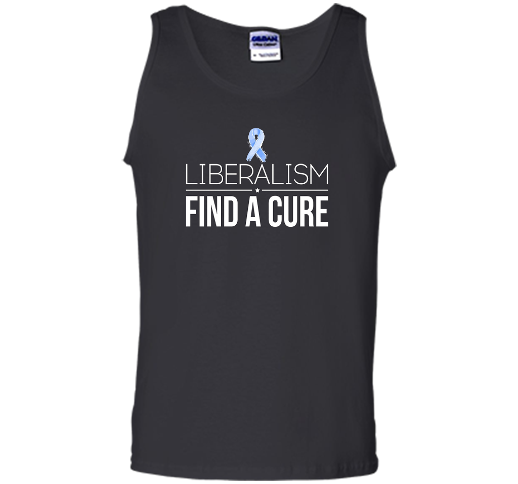 Liberalism Find a Cure T-Shirt. Democrat VS. Republican cool shirt Black