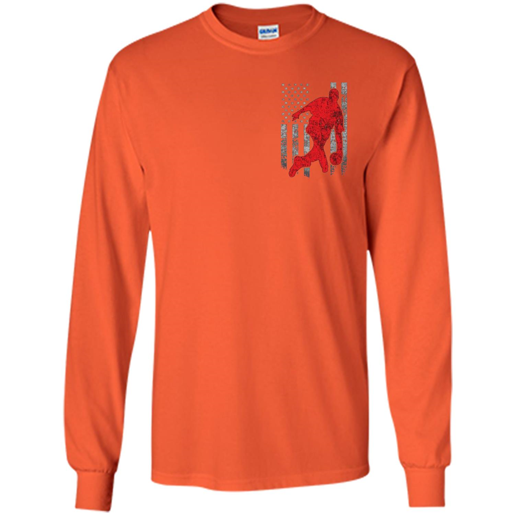 Bowling Man T-shirt - American Flag Bowling T-shirt Orange