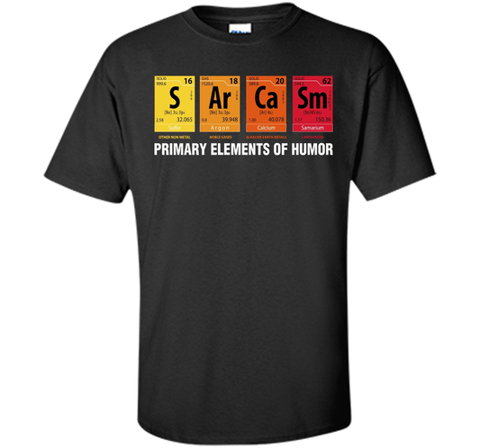 Sarcasm Elements of Humor Periodic Table Graphic T-shirt Black S