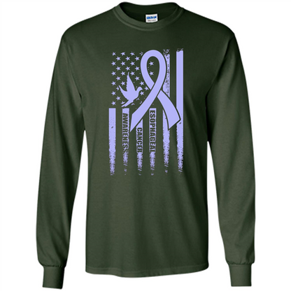Esophageal Cancer USA Flag Periwinkle Ribbon and Dove T-shirt Forest Green