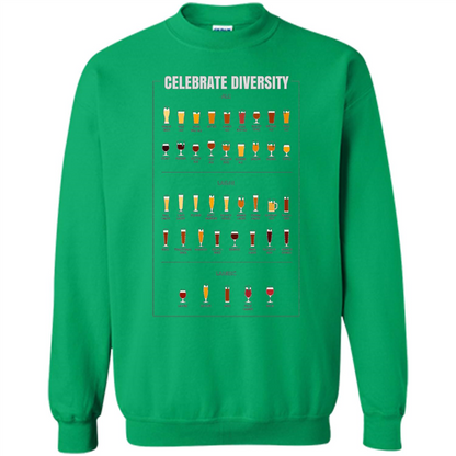 Celebrate Diversity Beer Glasses T-shirt Irish Green