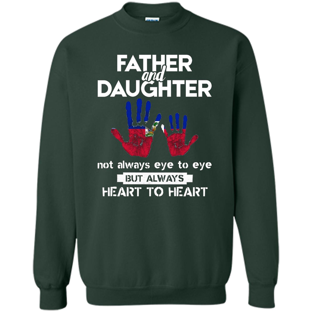 Father And Daughter Father's Day T-shirt Heart To Heart Forest Green