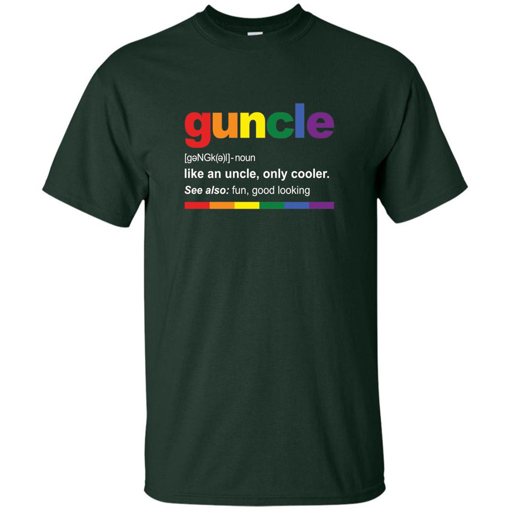 Mens Rainbow Guncle Definition T-Shirt Funny Gift For Gay Uncle Forest Green