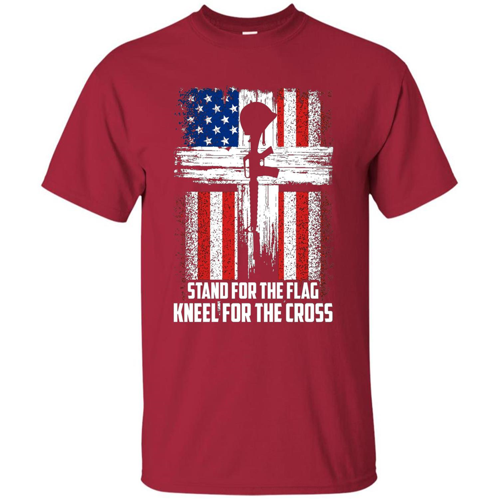 Military T-shirt Stand For The Flag Kneel For The Cross T-Shirt Cardinal