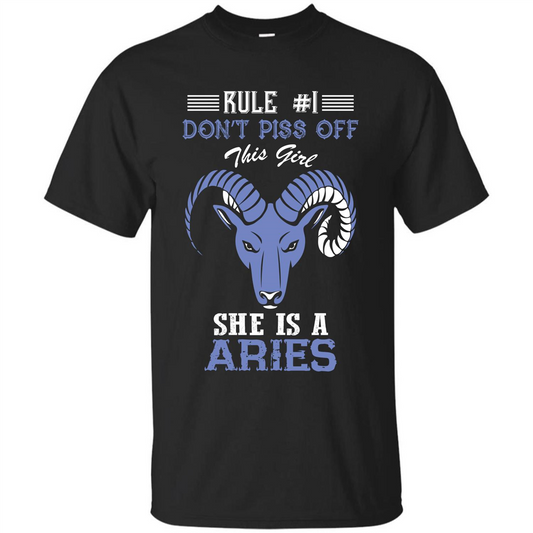 Aries T-shirt Rule Dont Piss Off This Girl T-shirt Black