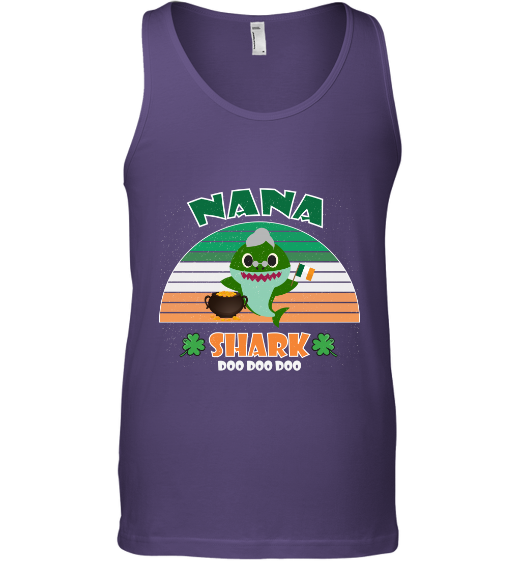 Irish Nana Shark Saint Patricks Day Family Shirt Tank Top Purple