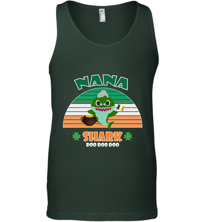 Irish Nana Shark Saint Patricks Day Family Shirt Tank Top Forest Green