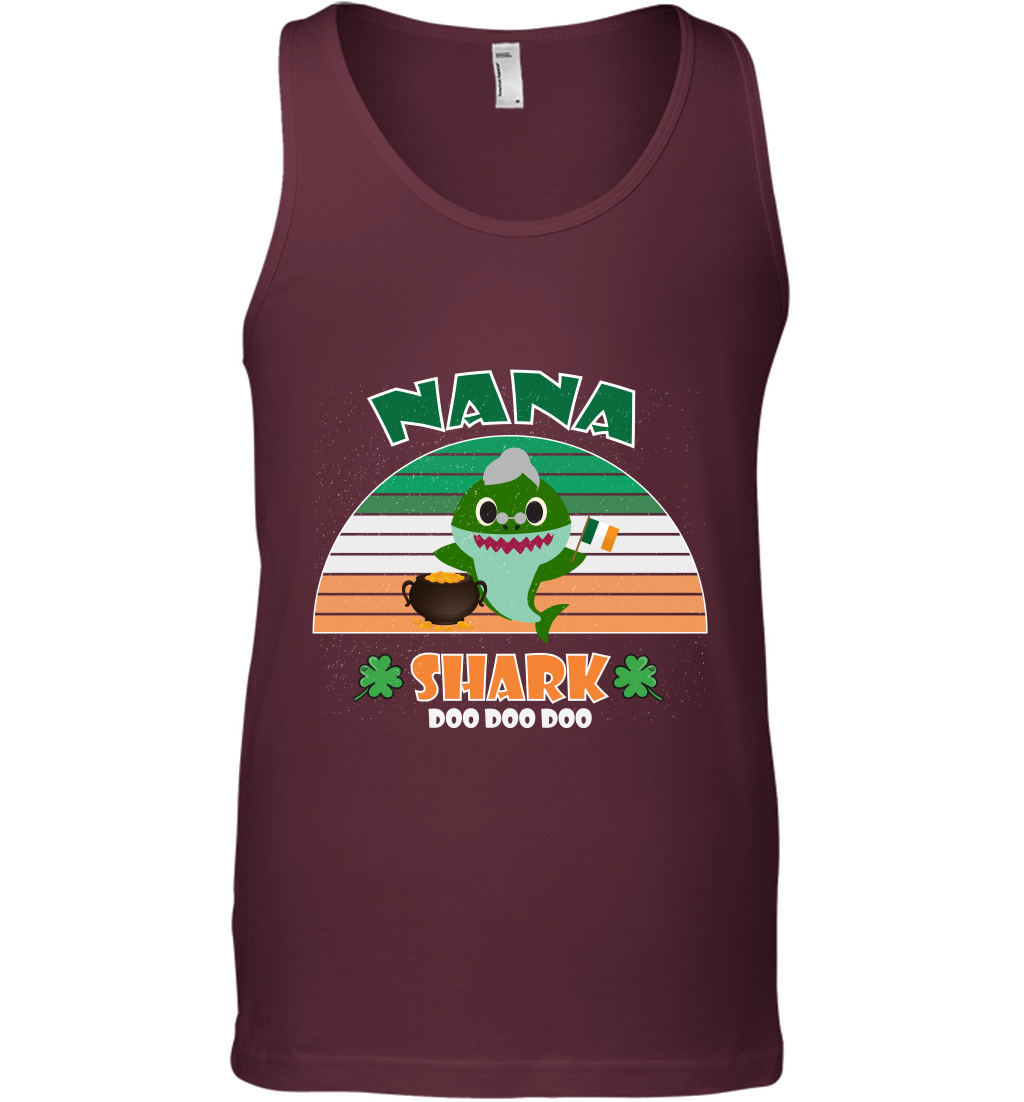 Irish Nana Shark Saint Patricks Day Family Shirt Tank Top Maroon