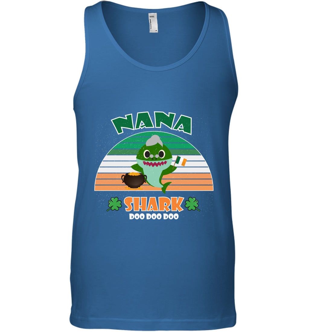 Irish Nana Shark Saint Patricks Day Family Shirt Tank Top Royal