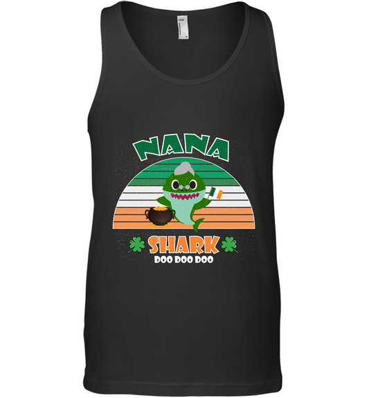 Irish Nana Shark Saint Patricks Day Family Shirt Tank Top Black