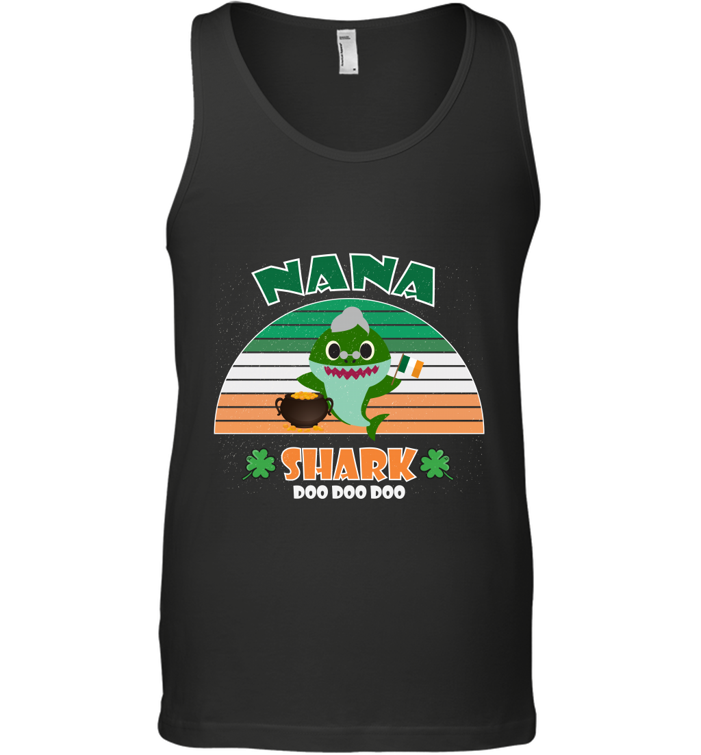 Irish Nana Shark Saint Patricks Day Family ShirtCanvas Unisex Ringspun Tank