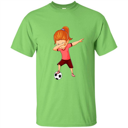 Soccer T-shirt For Girls Funny Dabbing Dab Dance Soccer Ball Lime