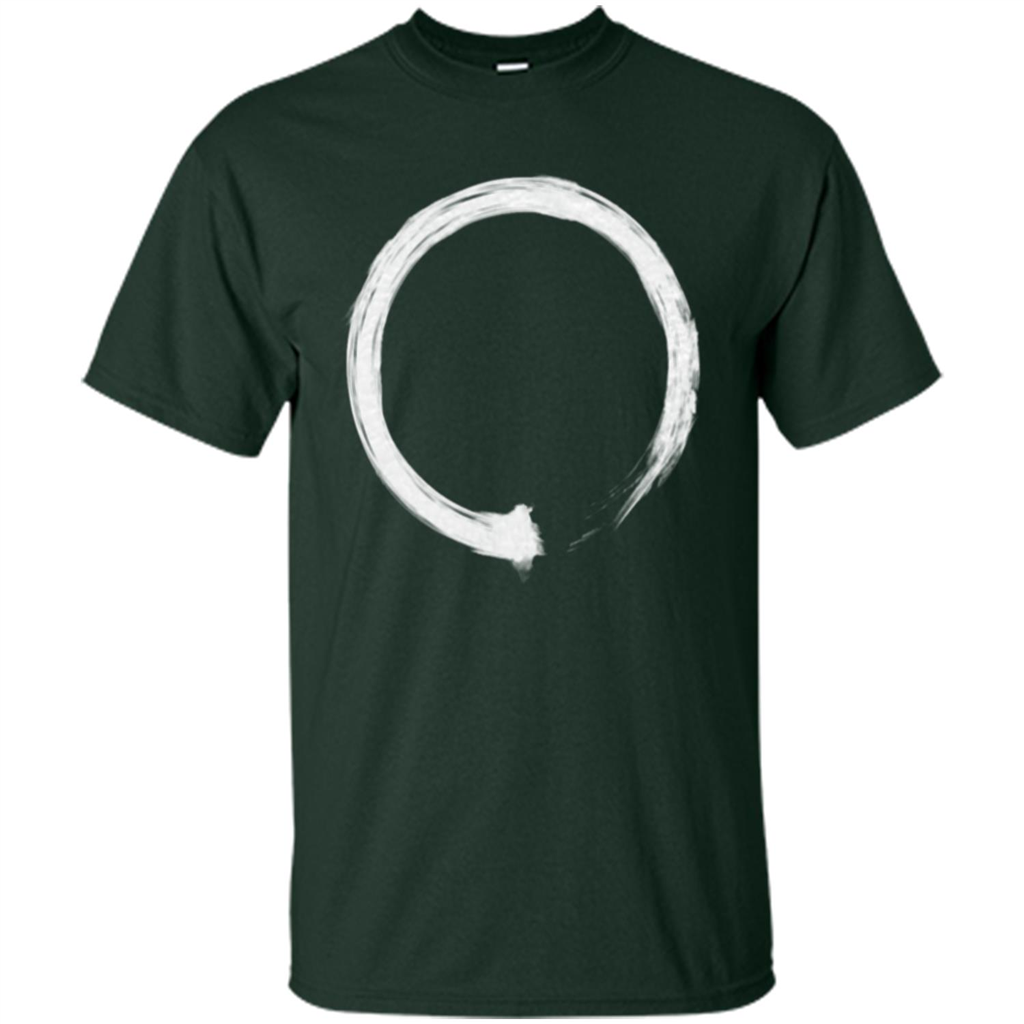 Zen Enso White T-shirt Forest Green