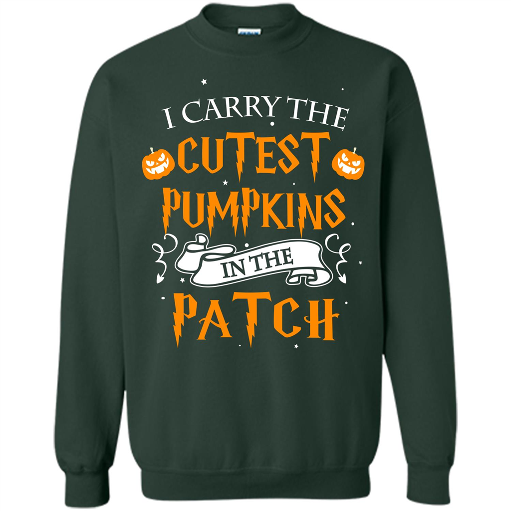 Halloween T-shirt I Carry The Cutest Pumpkins In The Patch T-shirt Forest Green