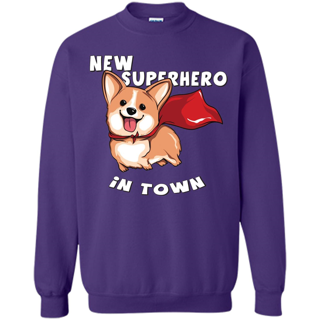 Corgi Doggy T-Shirt New Superhero In Town T-shirt Purple