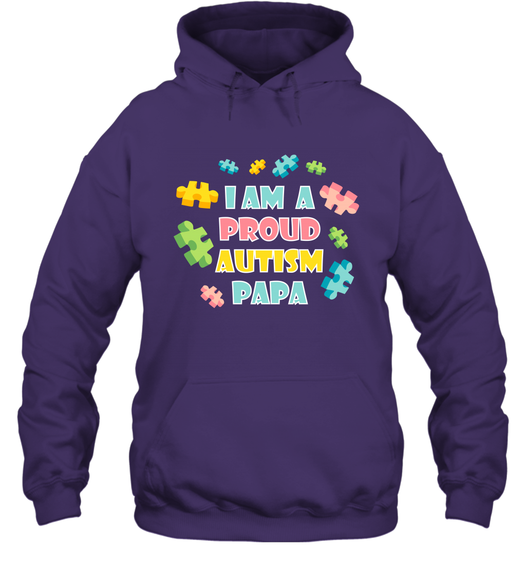 I Am A Proud Autism Papa Family Shirt Hoodie Hoodie Purple