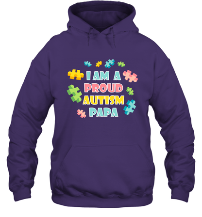 I Am A Proud Autism Papa Family Shirt Hoodie Hoodie Purple