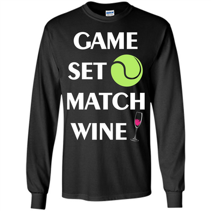 Tennis T-shirt Game Set Match Wine T-shirt Black