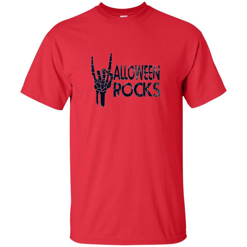 Halloween Rocks Skeleton T-shirt Red