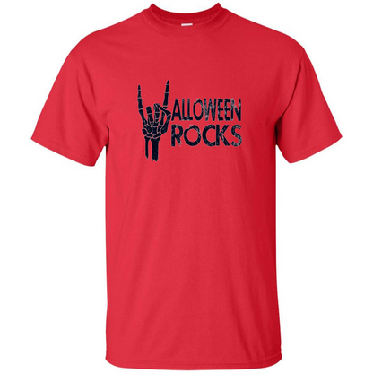 Halloween Rocks Skeleton T-shirt Red