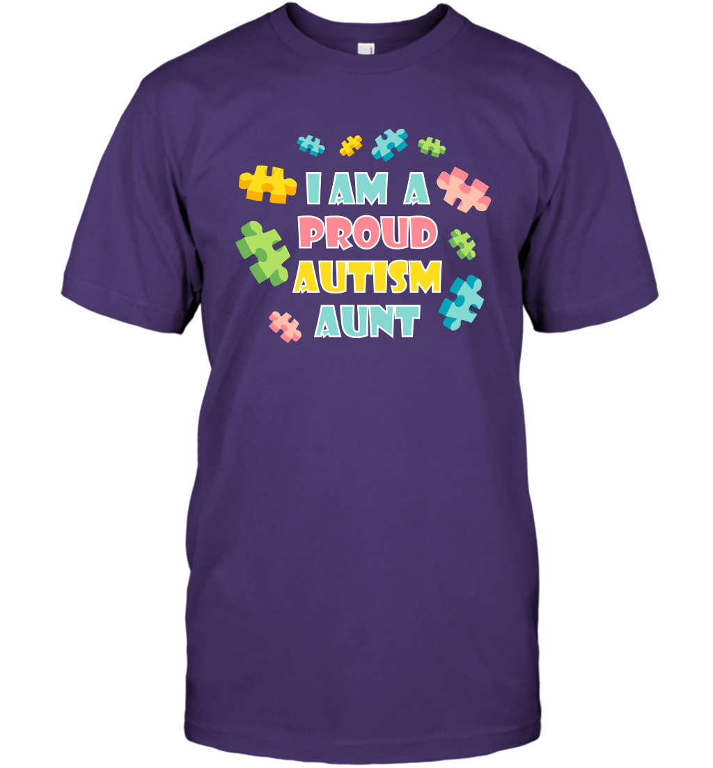 I Am A Proud Autism Aunt Family Shirt T-Shirt T-Shirt Purple