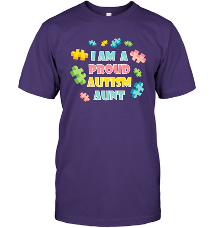I Am A Proud Autism Aunt Family Shirt T-Shirt T-Shirt Purple