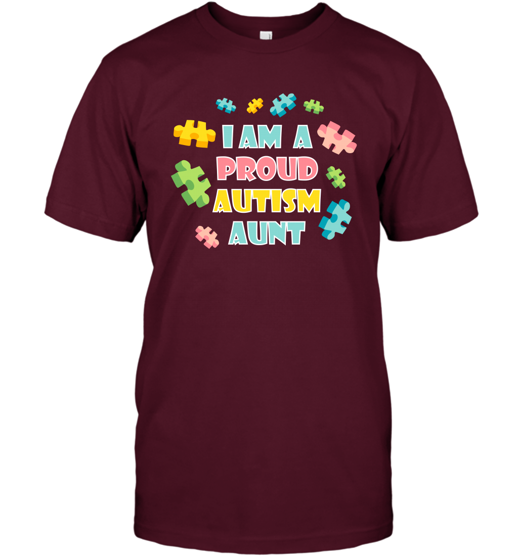 I Am A Proud Autism Aunt Family Shirt T-Shirt T-Shirt Maroon