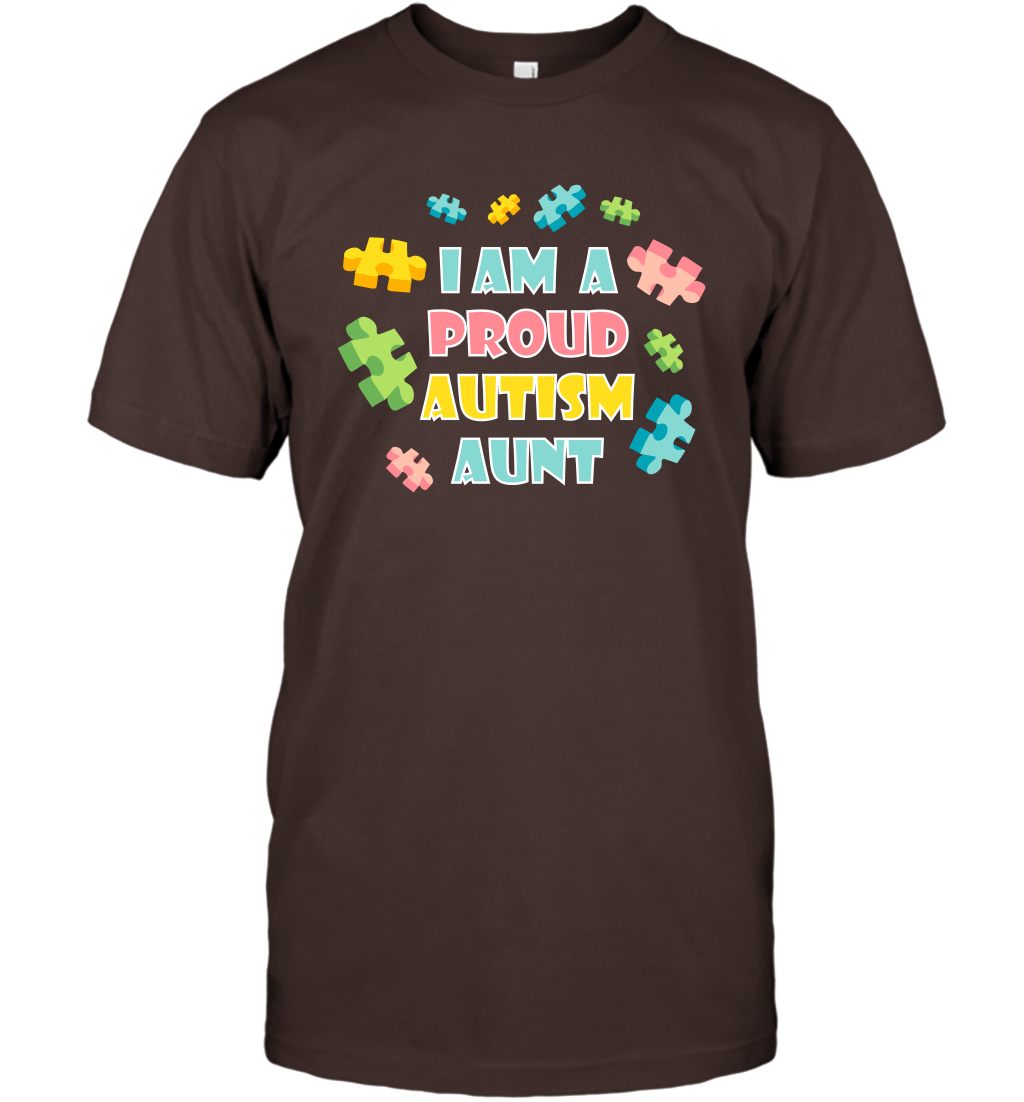 I Am A Proud Autism Aunt Family Shirt T-Shirt T-Shirt Dark Chocolate