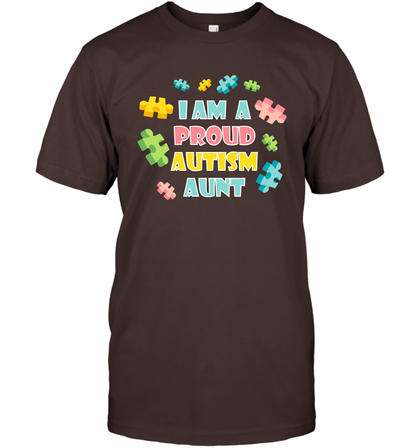 I Am A Proud Autism Aunt Family Shirt T-Shirt T-Shirt Dark Chocolate
