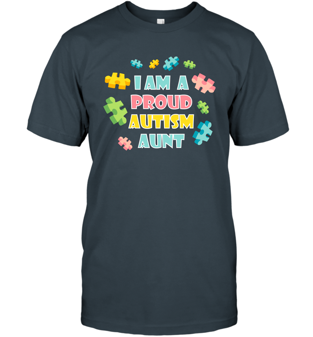 I Am A Proud Autism Aunt Family Shirt T-Shirt T-Shirt Charcoal