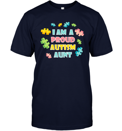 I Am A Proud Autism Aunt Family Shirt T-Shirt T-Shirt Navy