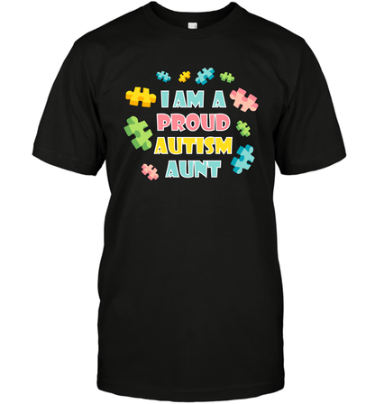 I Am A Proud Autism Aunt Family Shirt T-Shirt T-Shirt Black