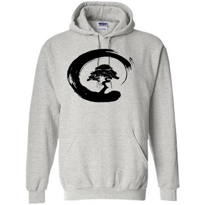 Bonsai Tree in Enso Circle - Buddhist Zen Calligraphy t-hirt Ash