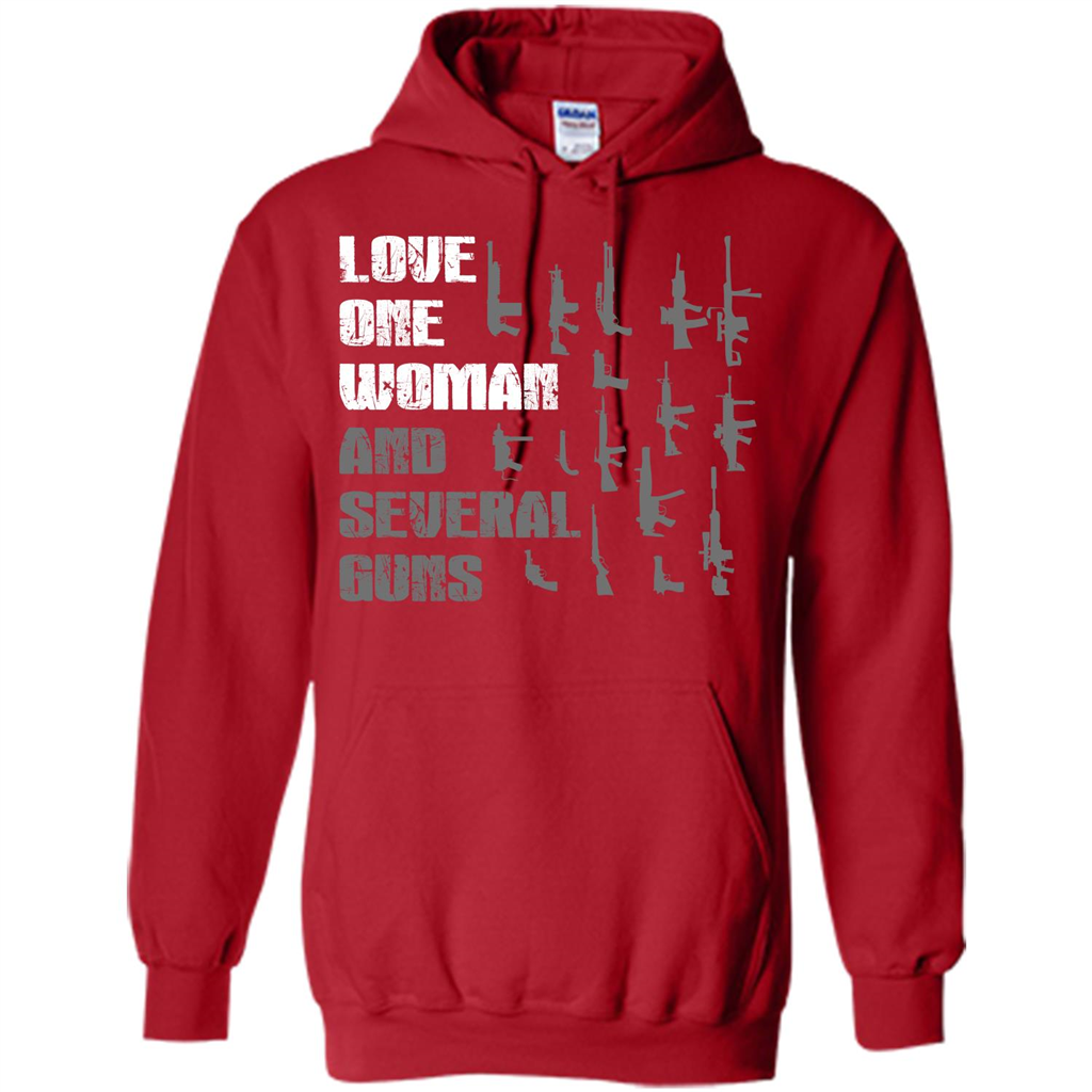 Gun T-shirt Love One Woman And Several Guns T-shirt Red