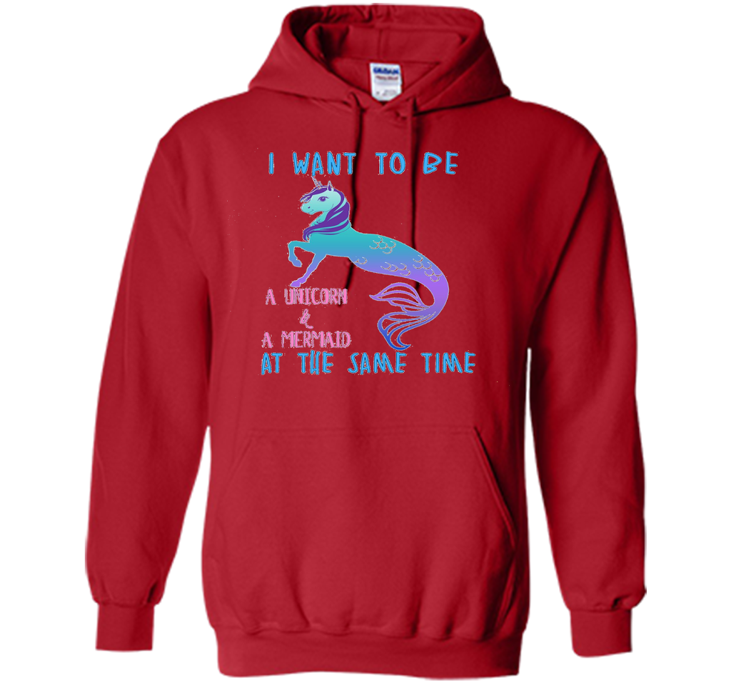 Cute Unicorn Mermaid Mermicorn T-shirt For Girls Red