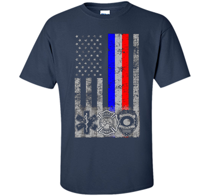 Fireman Police EMT / First Responder Flag t-shirt Navy
