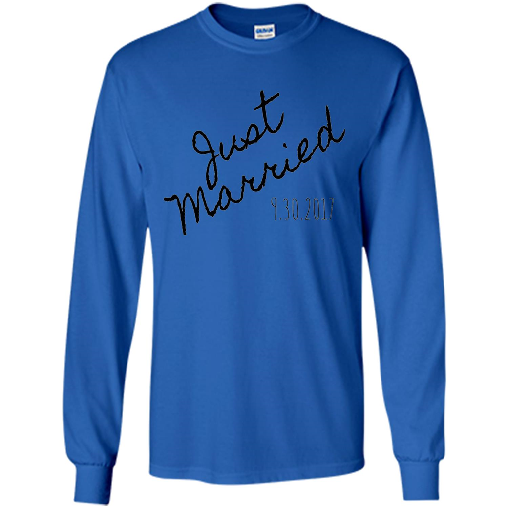 Just Married Honeymoon September 30 2017 Wedding T-Shirt Royal