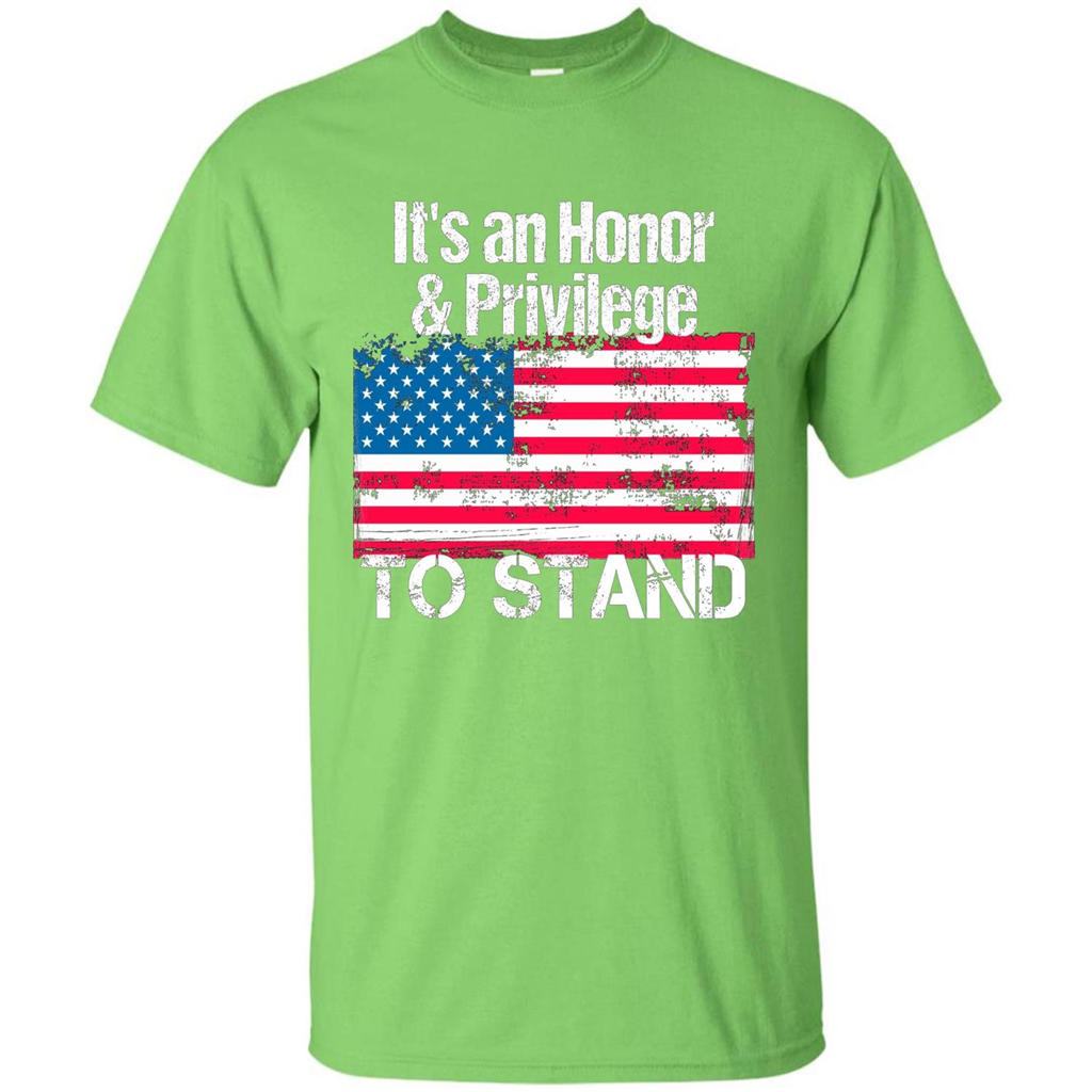 It's An Honor And Privilege To Stand American Flag T-shirt Lime