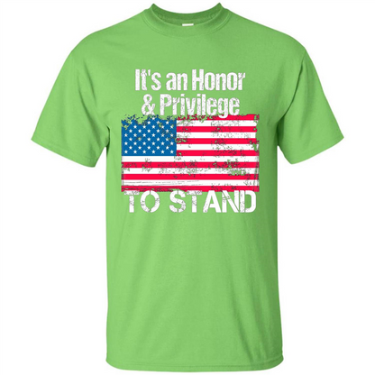 It's An Honor And Privilege To Stand American Flag T-shirt Lime